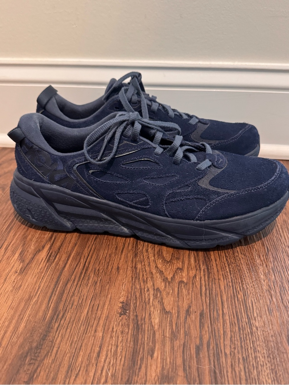 Hoka Men's Navy Suede Athletic Sneakers